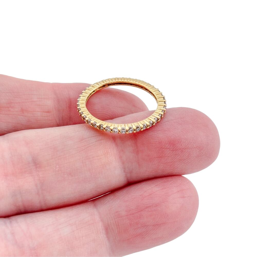 Vintage Sterling Silver 925 Gold Tone Baguette CZ Eternity Band Ring Size 9